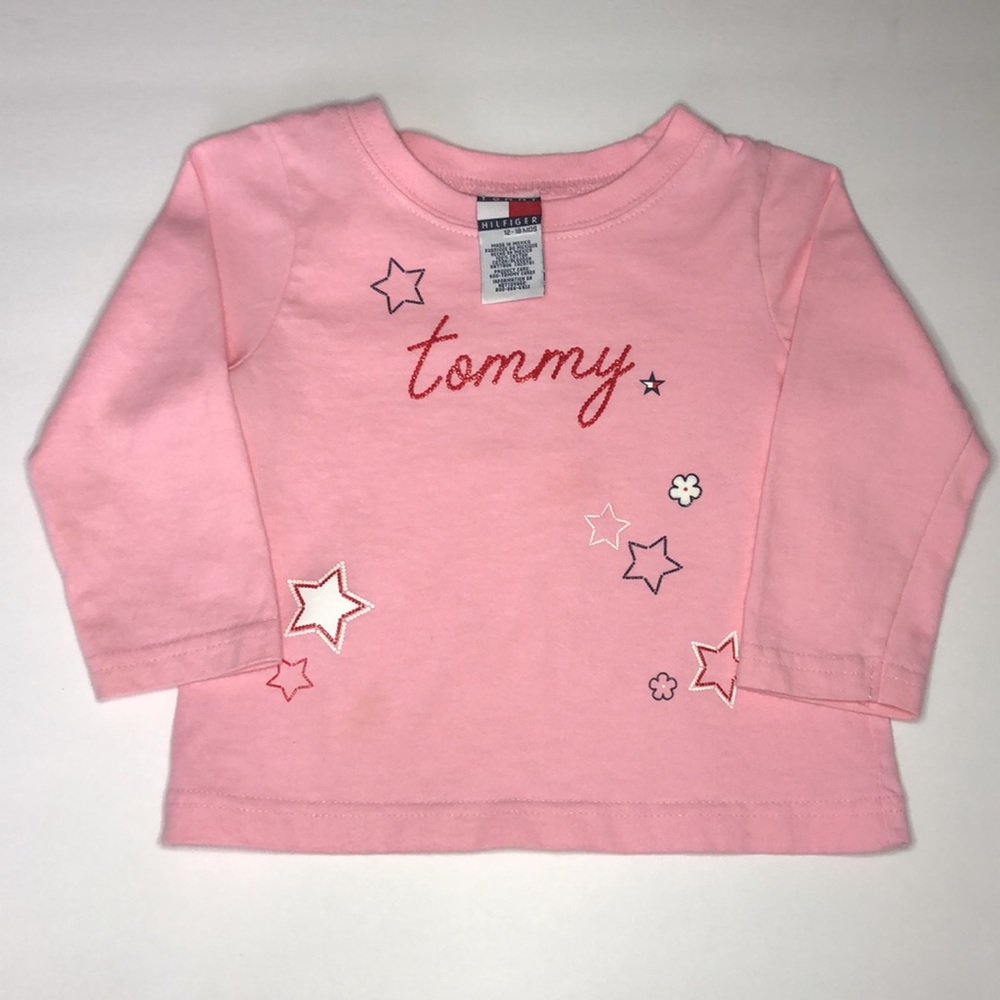 Vintage Tommy Hilfiger Long Sleeve Cotton Top Girls Sz 12-18 months in Pink